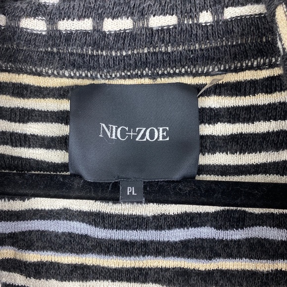 NIC + ZOE Women’s Zip Up Multicolor Black Neutral Shawl Collar Sweater Size PL - Picture 6 of 7